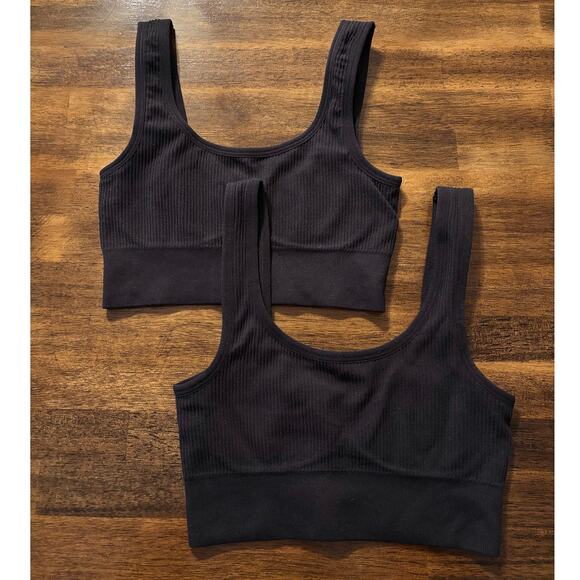 Set of 2 Quince Women’s XS Bralette Pullover Wireless Ribbed Stretch Tank Bra - Picture 3 of 11